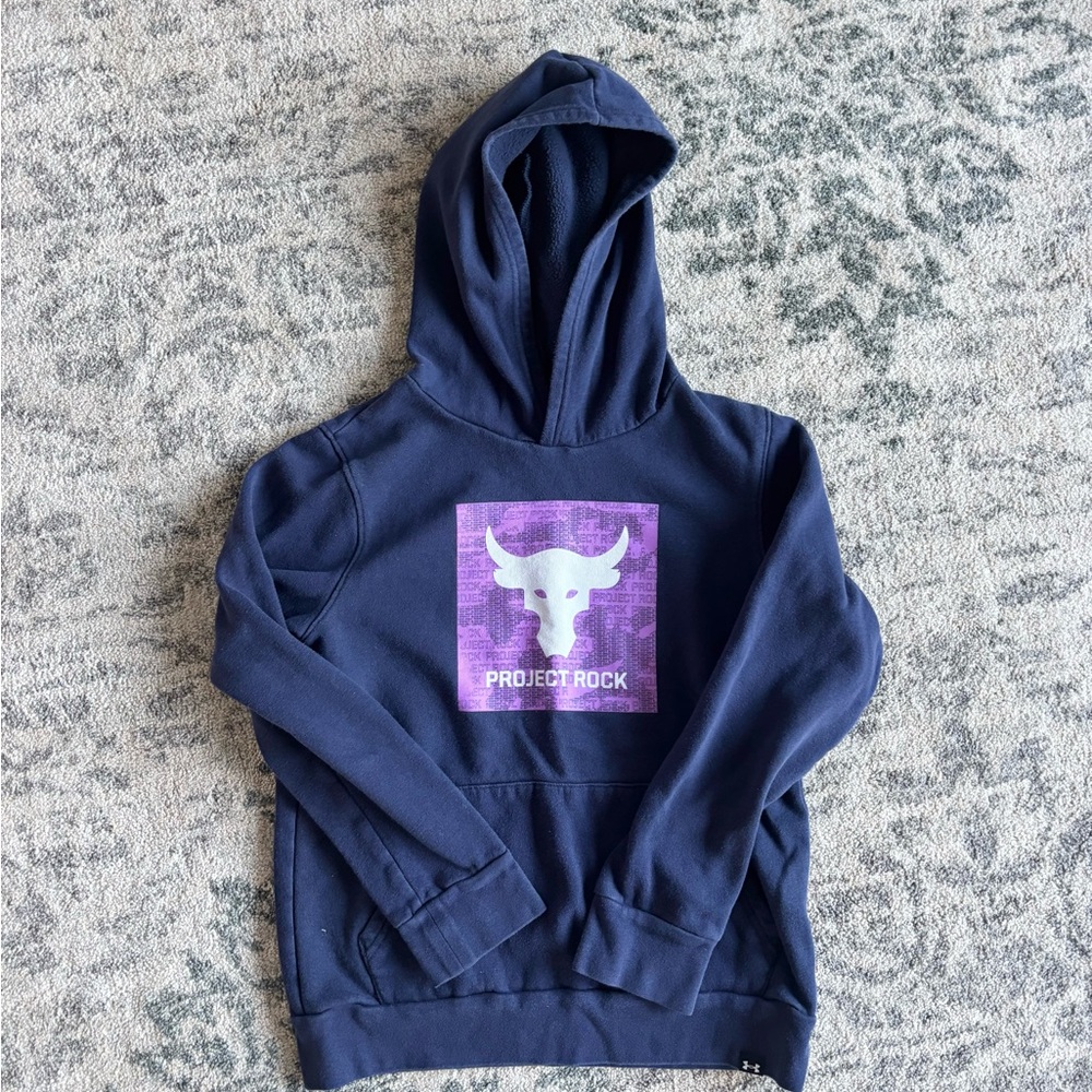 Under Armour Dark Blue Project Rock Hoodie - Youth